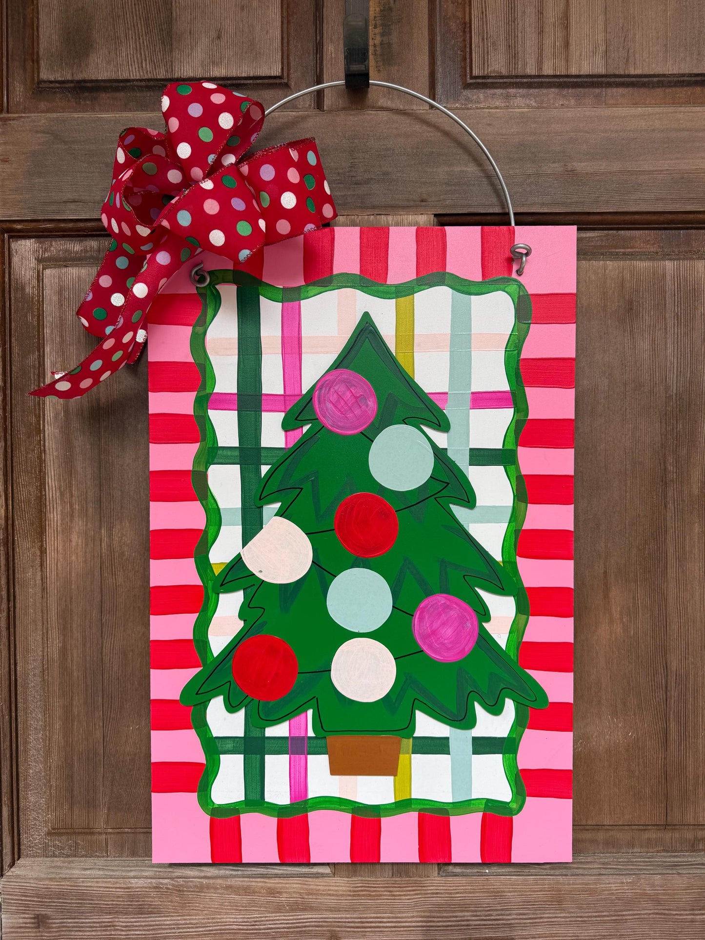 Christmas Tree Pink Classic Colorful Door Hanger