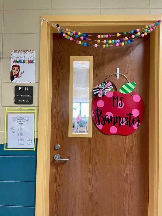 Apple Polka Dot Teacher Educator Door Hanger