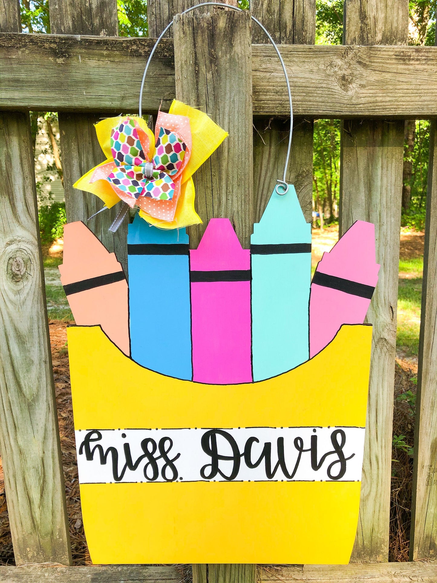 Colorful Crayon Teacher Door Hanger