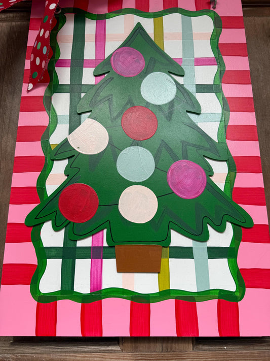 Christmas Tree Pink Classic Colorful Door Hanger