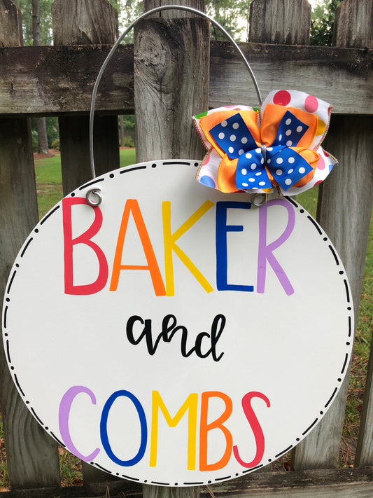 Colorful Two Teacher Name Door Room Hanger