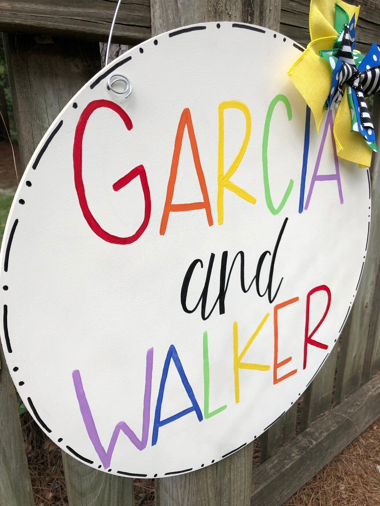 Colorful Two Teacher Name Door Room Hanger