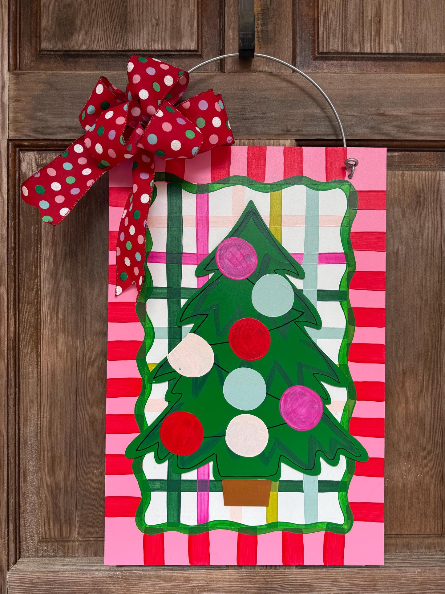 Christmas Tree Pink Classic Colorful Door Hanger