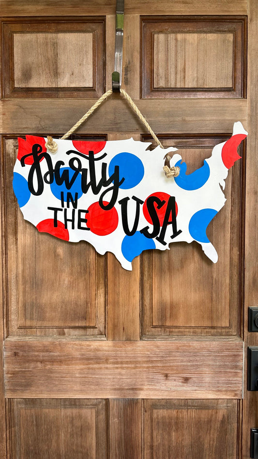 Party in the USA patriotic door hanger America