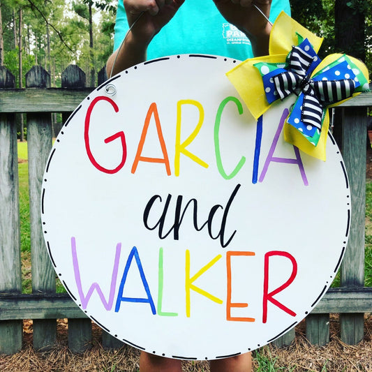 Colorful Two Teacher Name Door Room Hanger