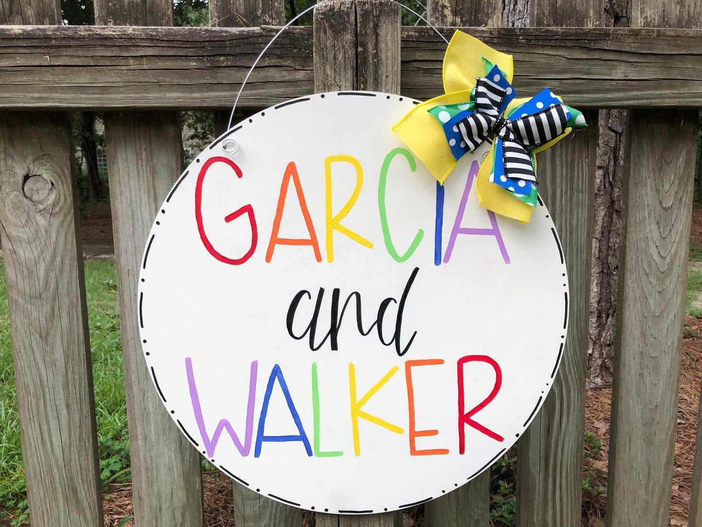 Colorful Two Teacher Name Door Room Hanger