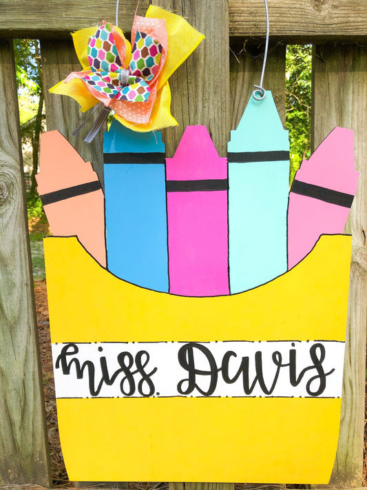 Colorful Crayon Teacher Door Hanger