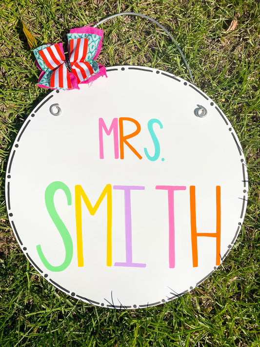 Colorful Hand Lettered Teacher Education Door Hanger