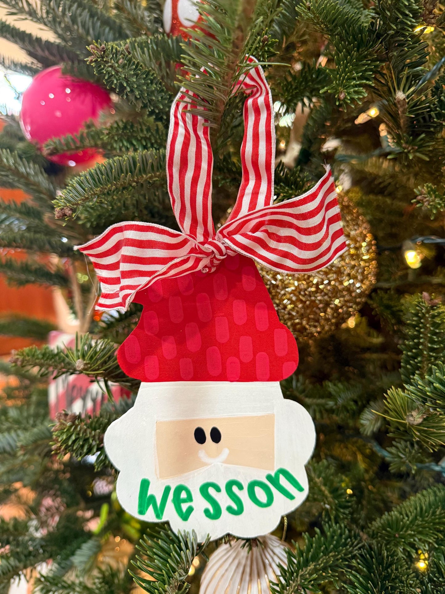 Red Santa Christmas Ornament Personalized