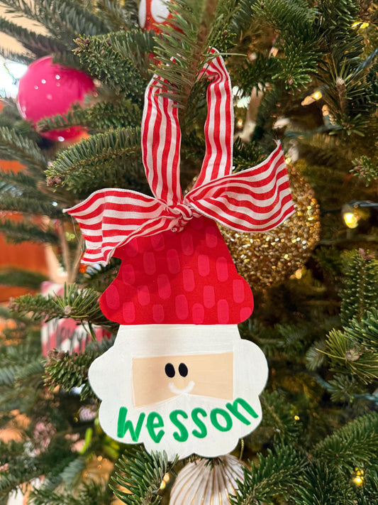 Red Santa Christmas Ornament Personalized