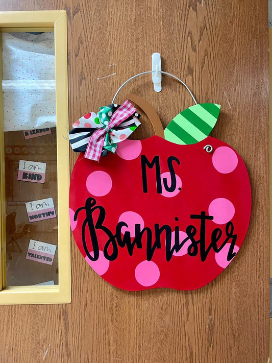 Apple Polka Dot Teacher Educator Door Hanger