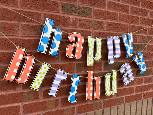 Happy Birthday Garland - Lowercase Letters