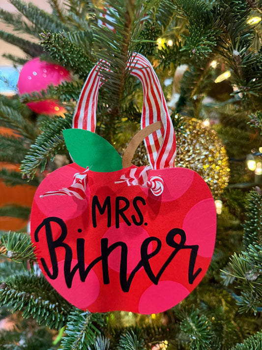 Apple Teacher Christmas Ornament Personalized