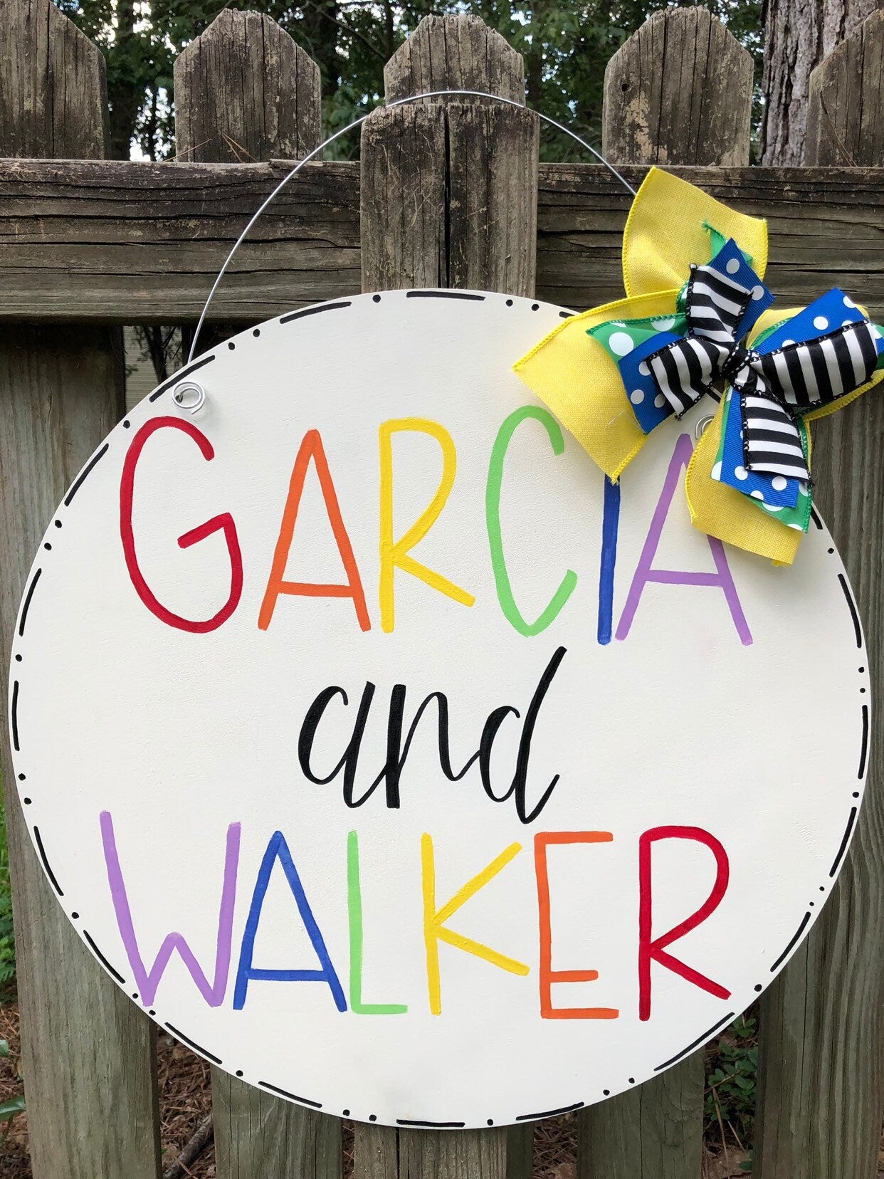 Colorful Two Teacher Name Door Room Hanger