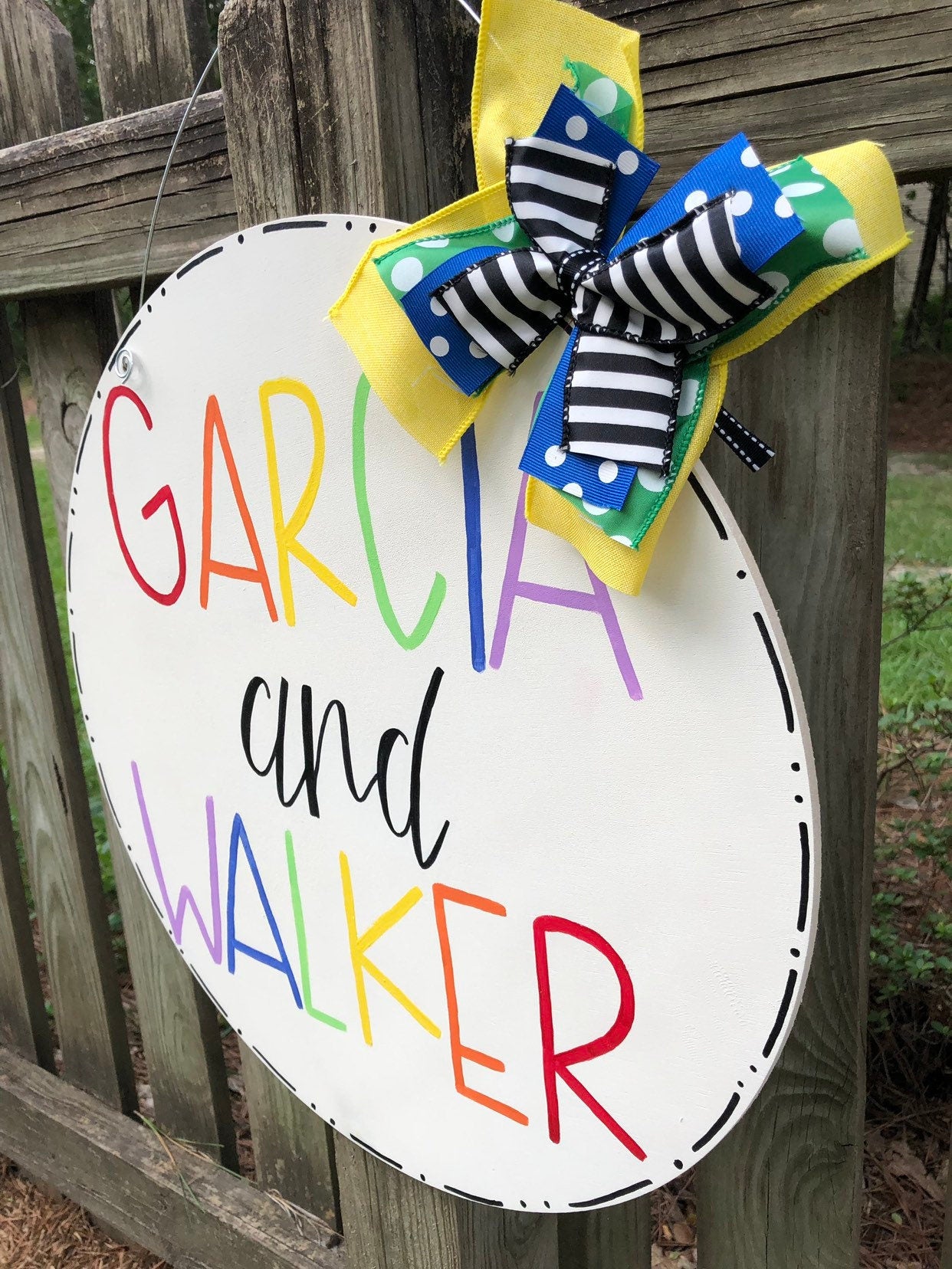 Colorful Two Teacher Name Door Room Hanger