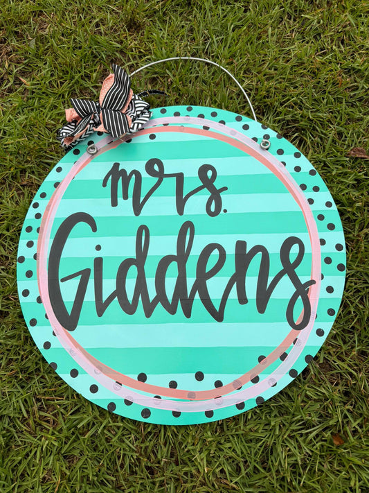 Colorful teacher back to school door hanger