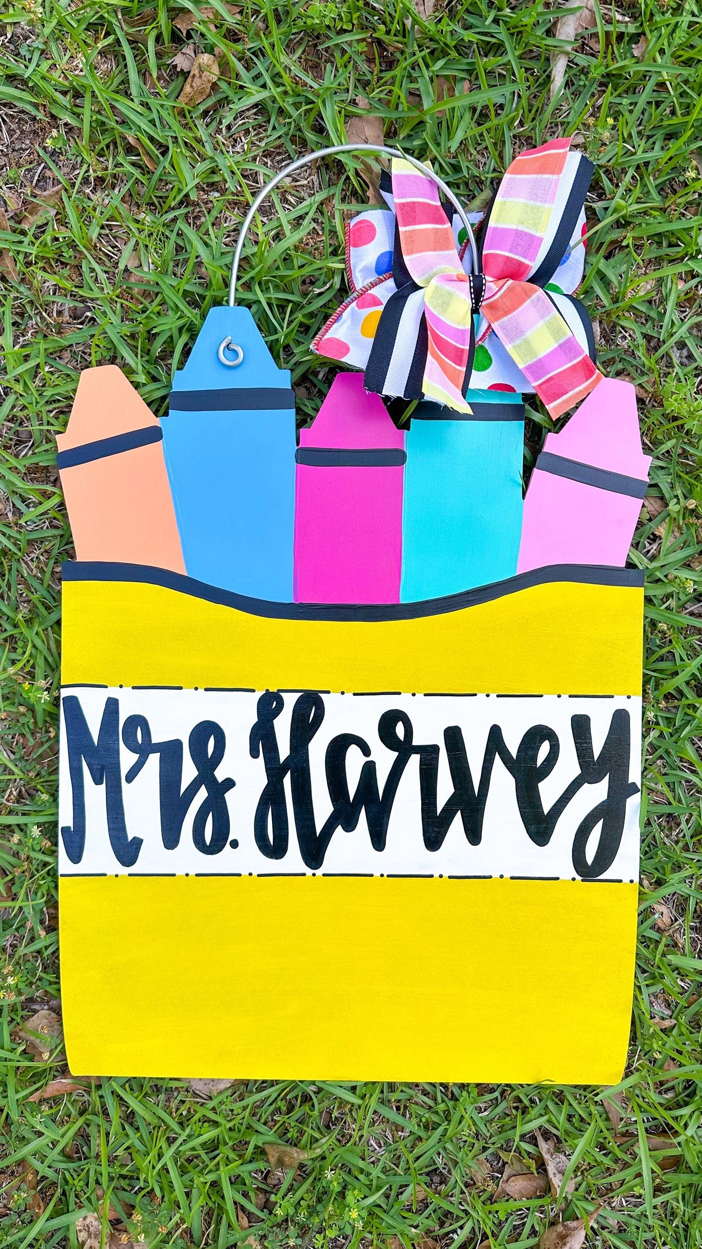 Colorful Crayon Teacher Door Hanger